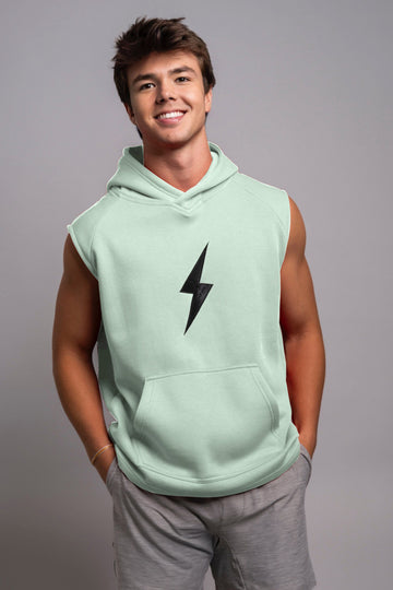 BRUCE BOLT "BOLT" Sleeveless Hoodie - MINT w/ Black Bolt - 1