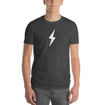 Super Soft Heather Dark Grey WHITE BOLT Baseball short sleeve T-shirt by BRUCE BOLT