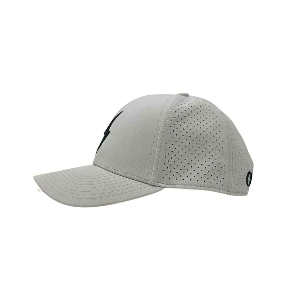 BRUCE BOLT Classic 6-Panel Snapback Hat - GREY w/ BLACK BOLT- thumb 3