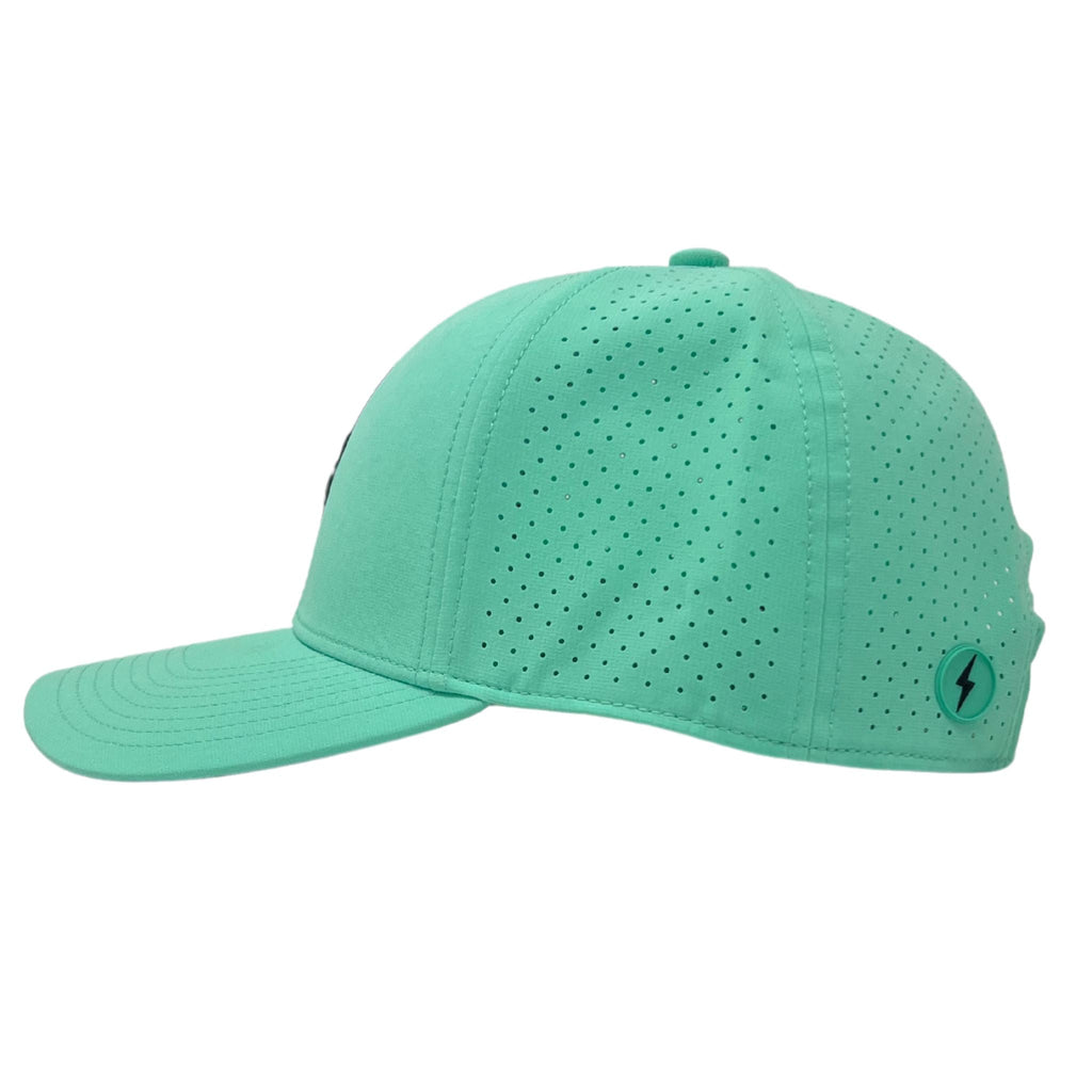 BRUCE BOLT Classic 6-Panel Snapback Hat - MINT w/ BLACK BOLT- thumb 3