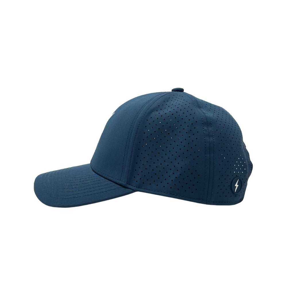 BRUCE BOLT Classic 6-Panel Snapback Hat - NAVY w/ WHITE BOLT- thumb 3