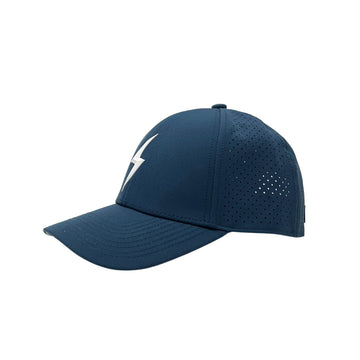 BRUCE BOLT Classic 6-Panel Snapback Hat - NAVY w/ WHITE BOLT - 1