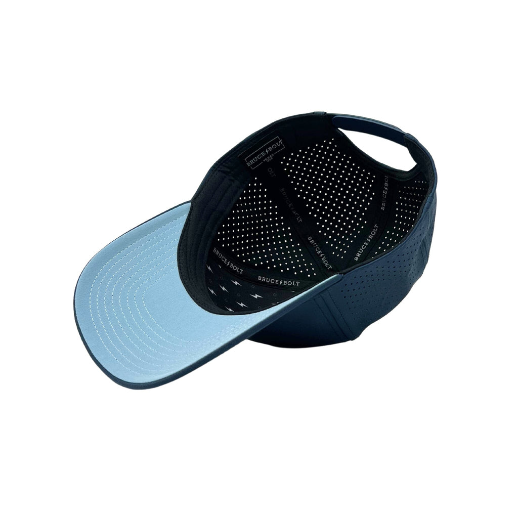 BRUCE BOLT Classic 6-Panel Snapback Hat - NAVY w/ WHITE BOLT- thumb 4