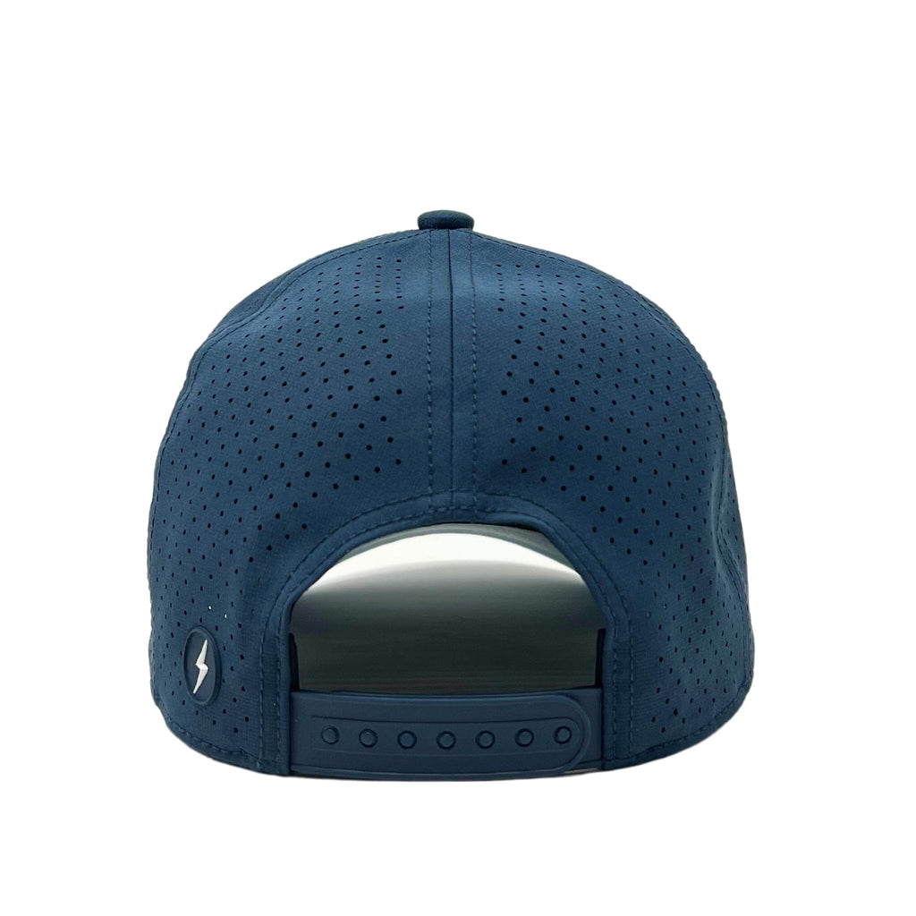 BRUCE BOLT Classic 6-Panel Snapback Hat - NAVY w/ WHITE BOLT- thumb 5