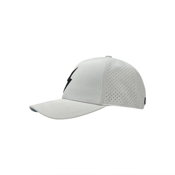 BRUCE BOLT Classic 6-Panel Snapback Hat - WHITE w/ BLACK BOLT - 1