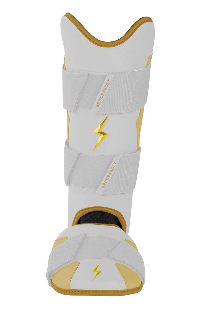 BRUCE BOLT Gold Series Leg Guard - GOLD WHITE- quickbuy