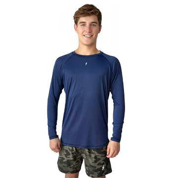 BRUCE BOLT Long Sleeve Performance T-Shirt with Reflective Bolt - NAVY - 1