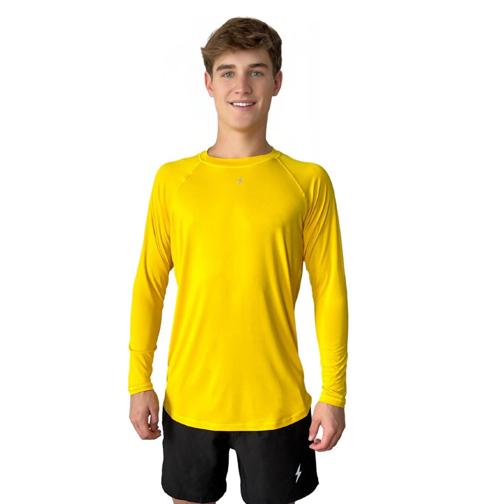 BRUCE BOLT Long Sleeve Performance T-Shirt with Reflective Bolt - YELLOW- quickbuy