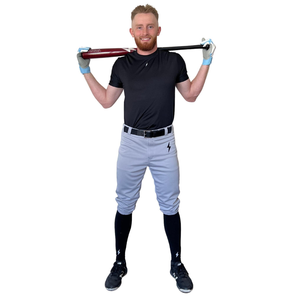 BRUCE BOLT Premium Pro Baseball Knicker - GREY w/ Black- thumb 4