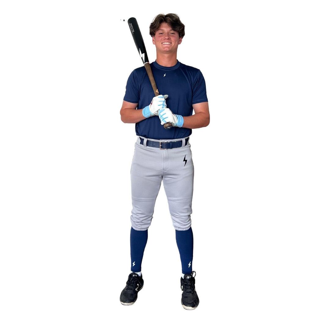 BRUCE BOLT Premium Pro Baseball Knicker - GREY w/ Navy- thumb 4
