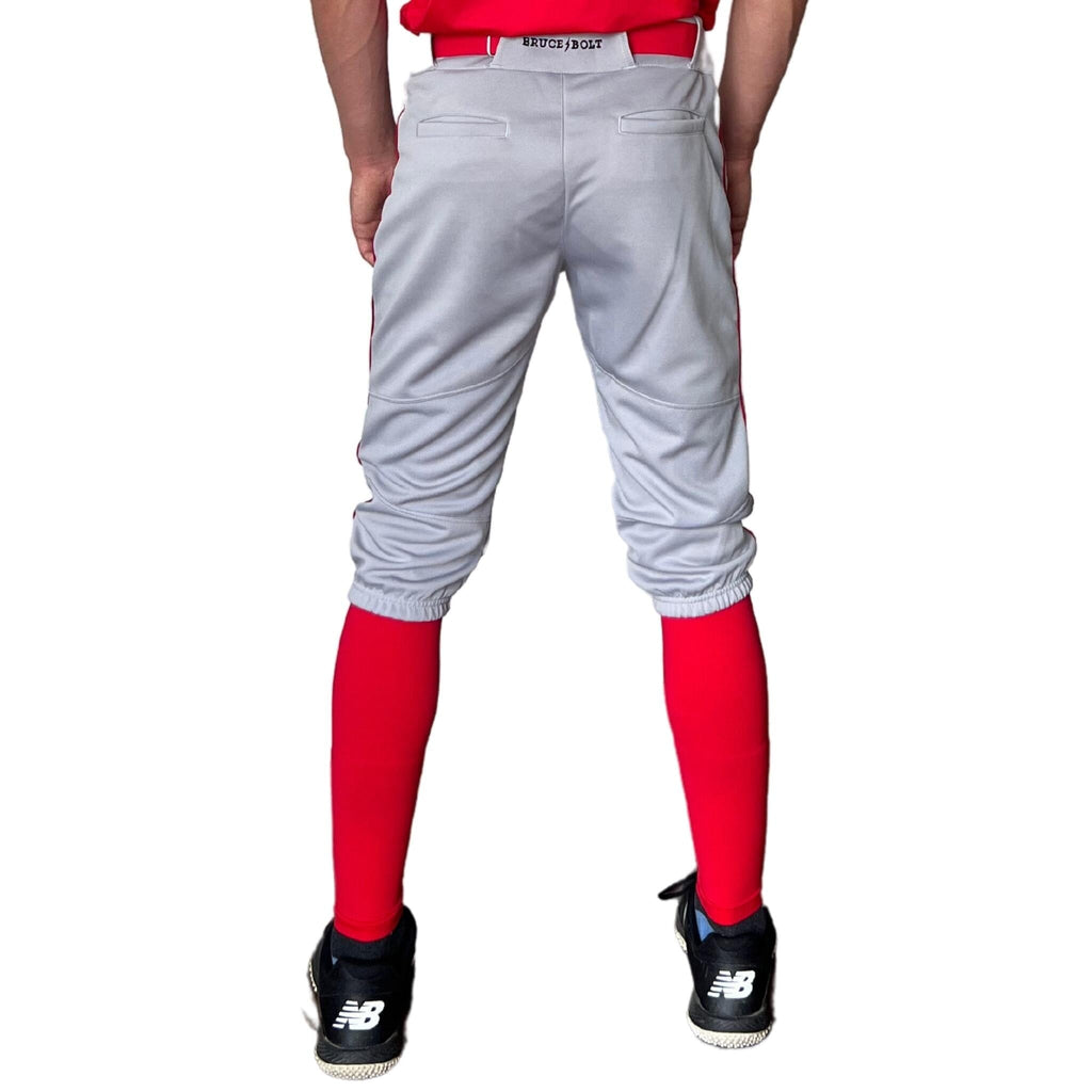 BRUCE BOLT Premium Pro Baseball Knicker - GREY w/ Red- thumb 3