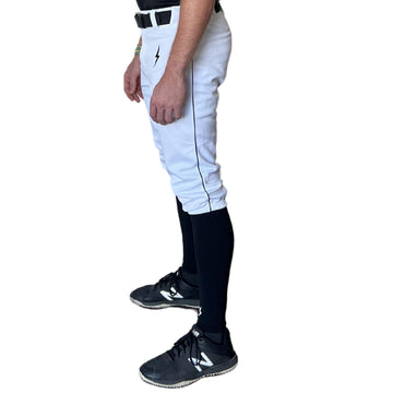 BRUCE BOLT Premium Pro Baseball Knicker - WHITE w/ Black - 1