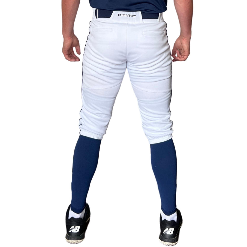 BRUCE BOLT Premium Pro Baseball Knicker - WHITE w/ Navy- thumb 3