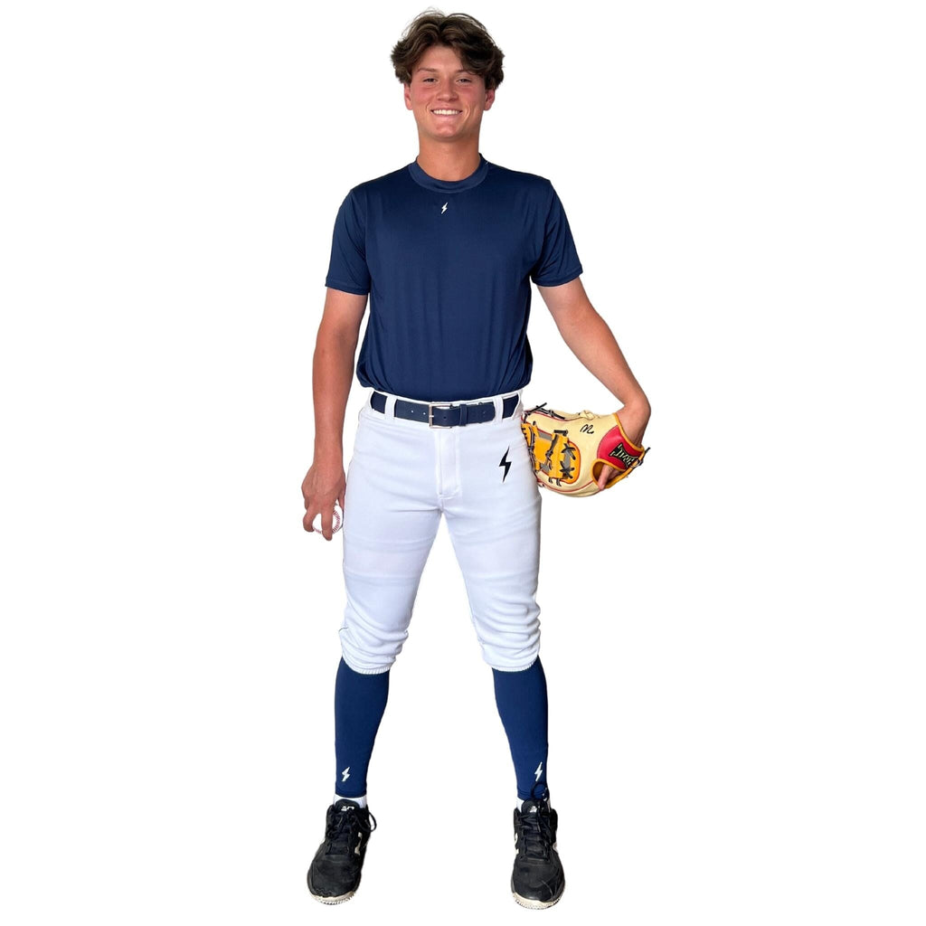 BRUCE BOLT Premium Pro Baseball Knicker - WHITE w/ Navy- thumb 4