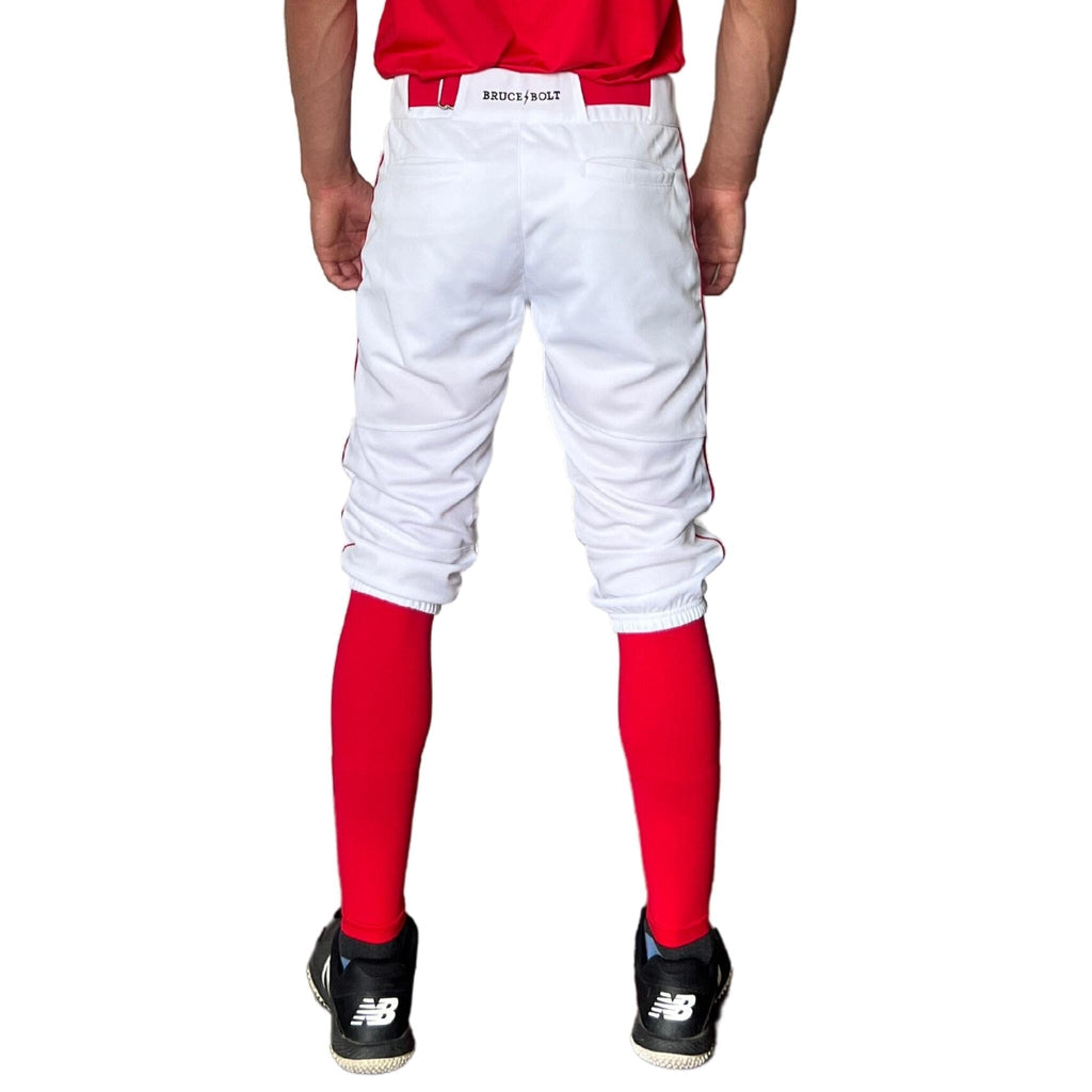 BRUCE BOLT Premium Pro Baseball Knicker - WHITE w/ Red- thumb 3