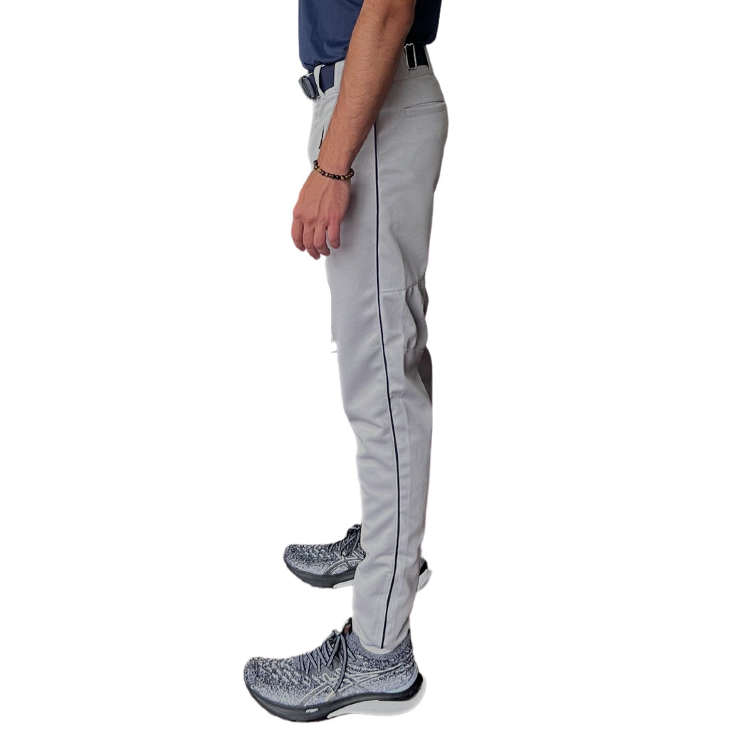 BRUCE BOLT Premium Pro Baseball Pant - GREY w/ Navy Piping- quickbuy