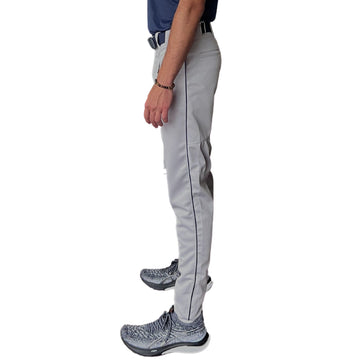 BRUCE BOLT Premium Pro Baseball Pant - GREY w/ Navy Piping - 1