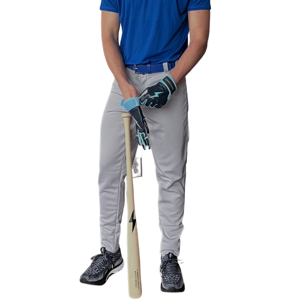 BRUCE BOLT Premium Pro Baseball Pant - GREY w/ Royal Piping- thumb 4