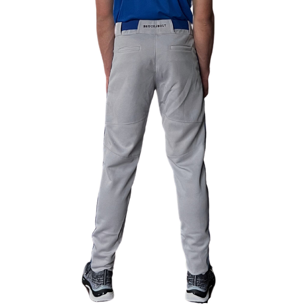 BRUCE BOLT Premium Pro Baseball Pant - GREY w/ Royal Piping- thumb 3