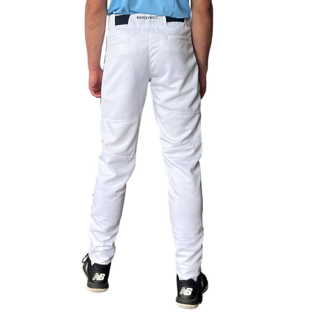 BRUCE BOLT Premium Pro Baseball Pant - WHITE w/ Black Piping- thumb 3