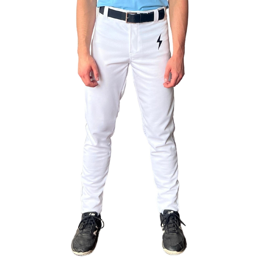 BRUCE BOLT Premium Pro Baseball Pant - WHITE w/ Black Piping- thumb 2