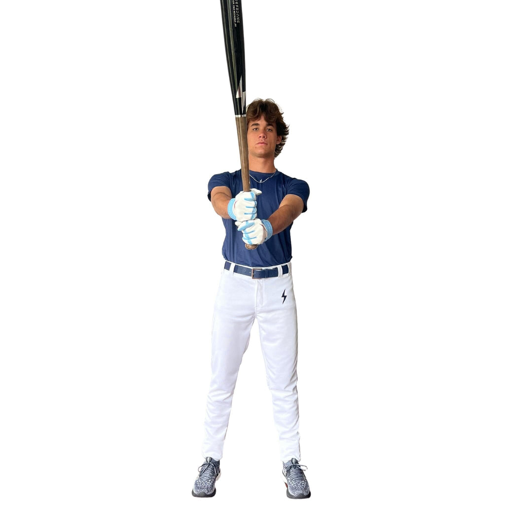 BRUCE BOLT Premium Pro Baseball Pant - WHITE w/ Navy Piping- thumb 4