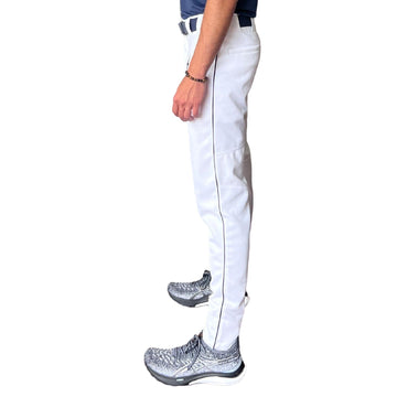 BRUCE BOLT Premium Pro Baseball Pant - WHITE w/ Navy Piping - 1