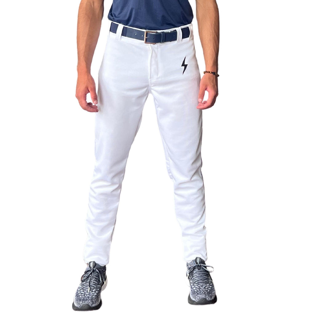 BRUCE BOLT Premium Pro Baseball Pant - WHITE w/ Navy Piping- thumb 2