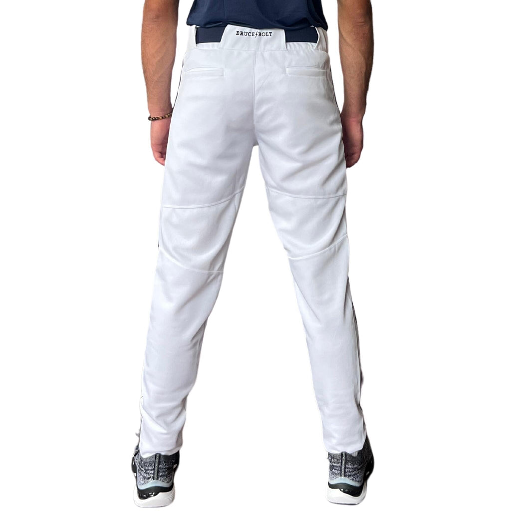 BRUCE BOLT Premium Pro Baseball Pant - WHITE w/ Navy Piping- thumb 3