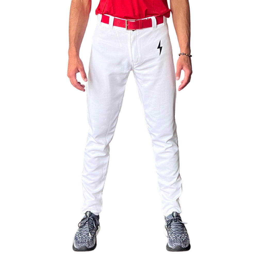 BRUCE BOLT Premium Pro Baseball Pant - WHITE w/ Red- thumb 2