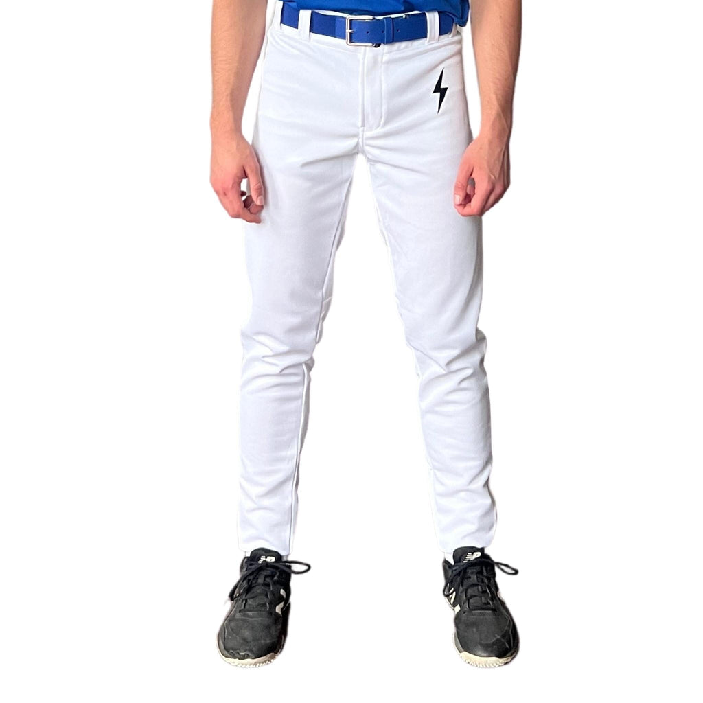 BRUCE BOLT Premium Pro Baseball Pant - WHITE w/ Royal Piping- thumb 2