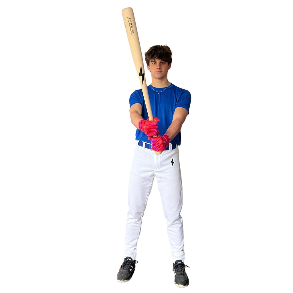 BRUCE BOLT Premium Pro Baseball Pant - WHITE w/ Royal Piping- thumb 4