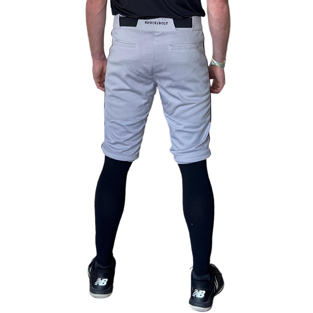BRUCE BOLT Premium Pro Baseball Short - GREY w/ Black- thumb 3