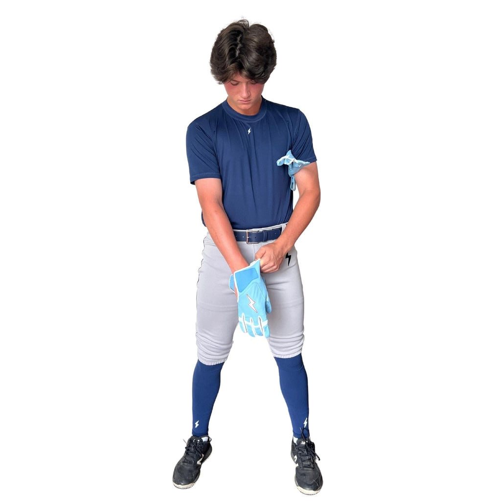 BRUCE BOLT Premium Pro Baseball Short - GREY w/ Navy- thumb 4