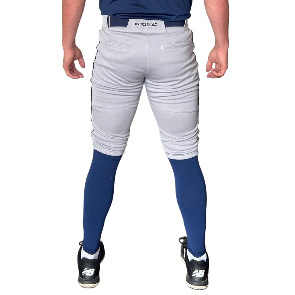 BRUCE BOLT Premium Pro Baseball Short - GREY w/ Navy- thumb 3