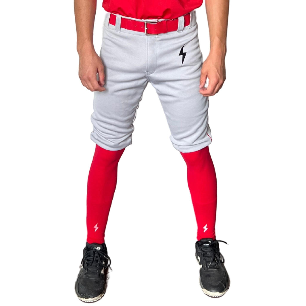 BRUCE BOLT Premium Pro Baseball Short - GREY w/ Red- quickbuy