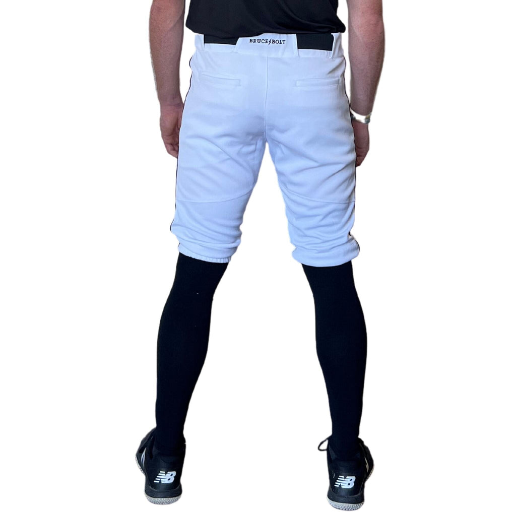 BRUCE BOLT Premium Pro Baseball Short - WHITE w/ Black- thumb 3