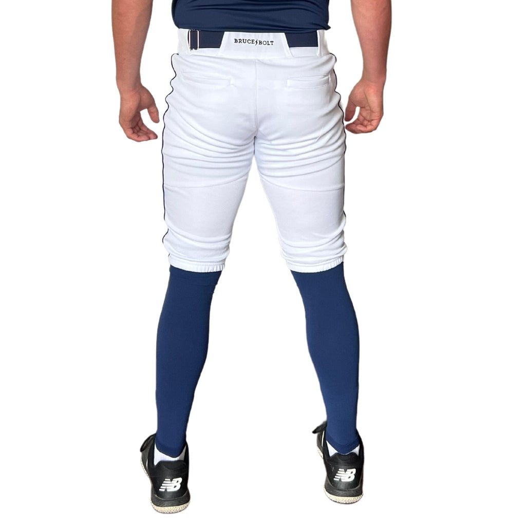 BRUCE BOLT Premium Pro Baseball Short - WHITE w/ Navy- thumb 3