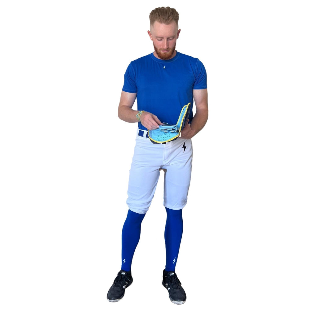 BRUCE BOLT Premium Pro Baseball Short - WHITE w/ Royal- thumb 4