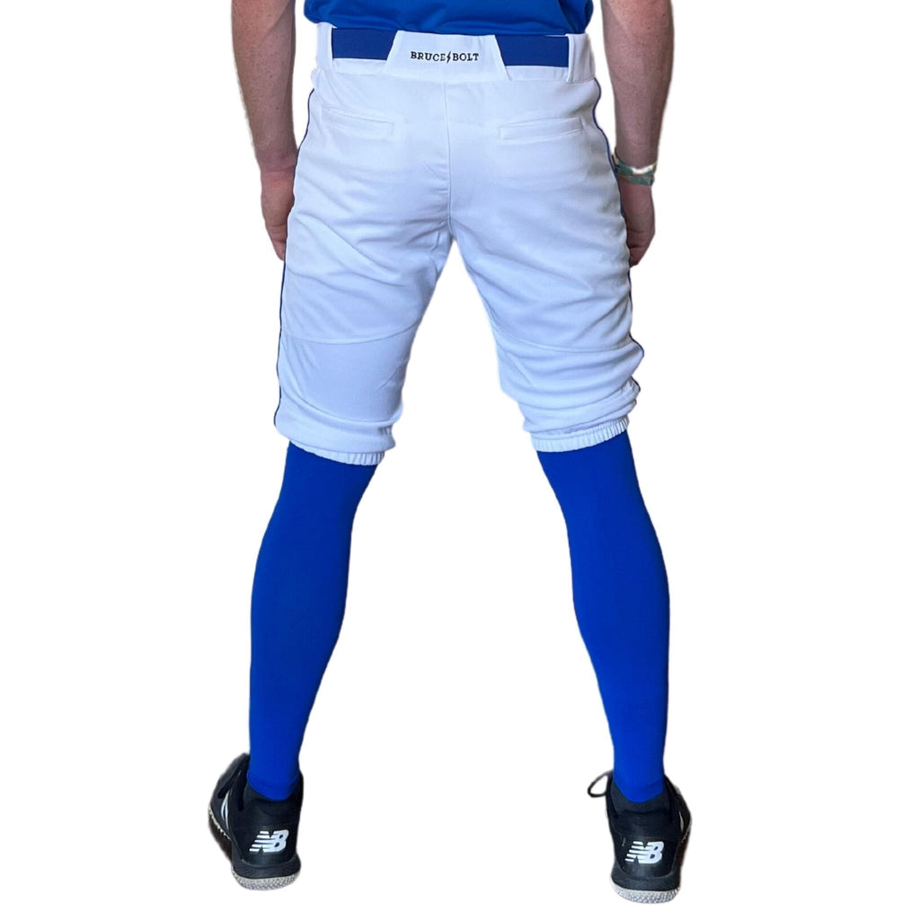 BRUCE BOLT Premium Pro Baseball Short - WHITE w/ Royal- thumb 3