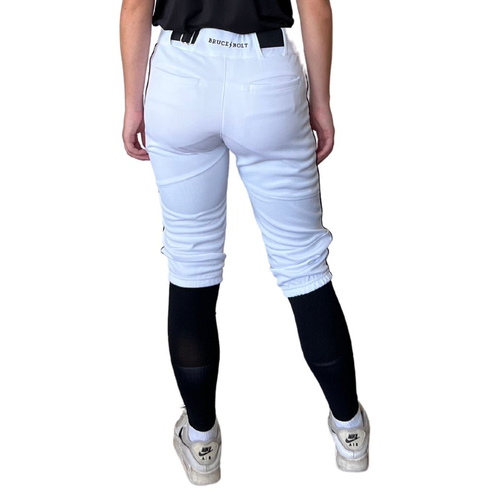 BRUCE BOLT Premium Pro Softball Knicker - WHITE w/ Black- thumb 3