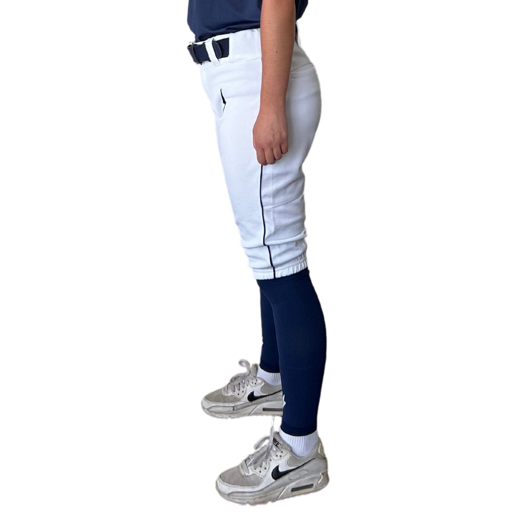 BRUCE BOLT Premium Pro Softball Knicker - WHITE w/ Navy- quickbuy