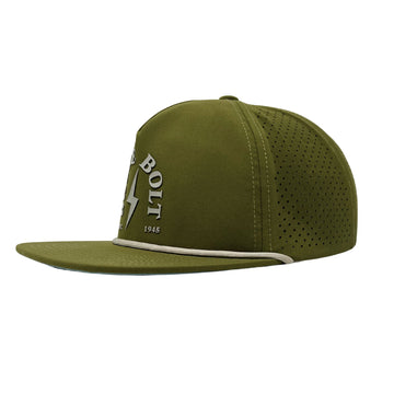 BRUCE BOLT Rope Snapback with Curved Logo - OLIVE - 1
