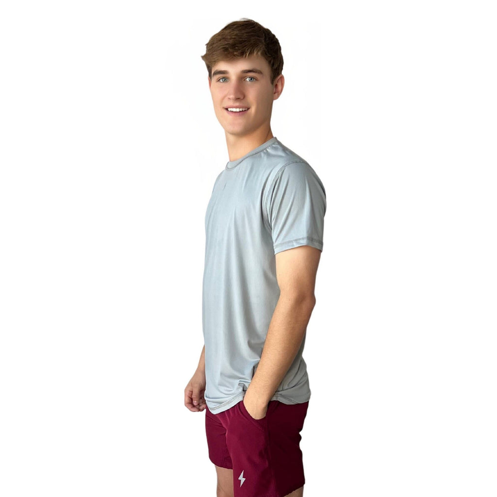 BRUCE BOLT Short Sleeve Performance T-Shirt with Reflective Bolt - DESERT GREY- quickbuy