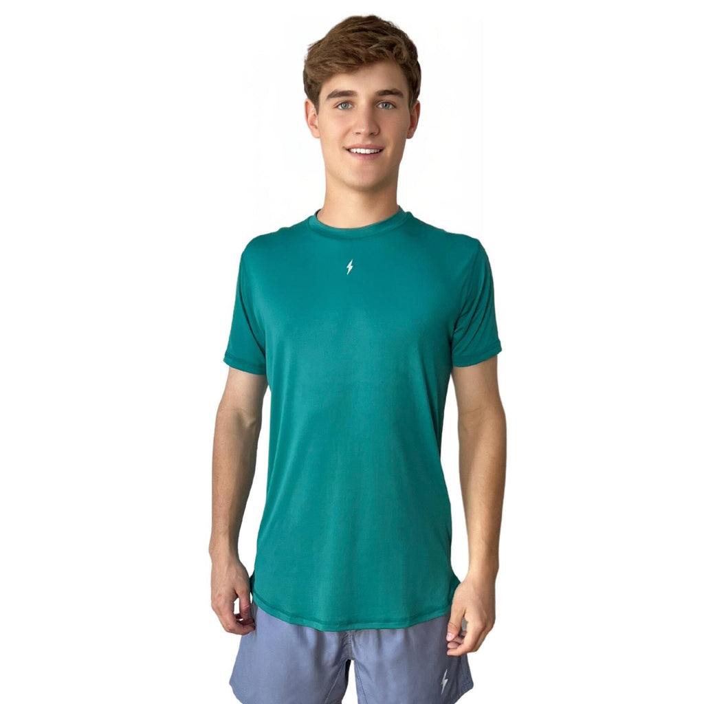 BRUCE BOLT Short Sleeve Performance T-Shirt with Reflective Bolt - GREEN- quickbuy