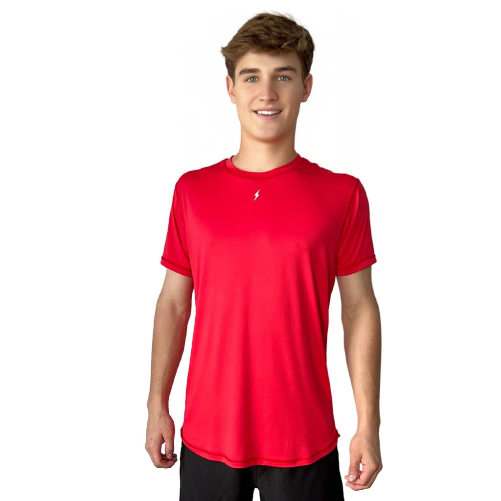 BRUCE BOLT Short Sleeve Performance T-Shirt with Reflective Bolt - RED- quickbuy