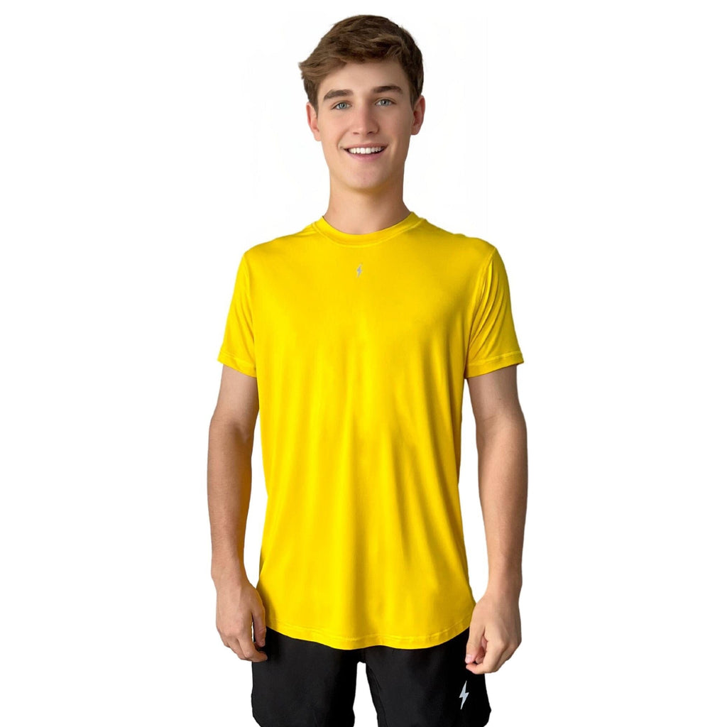 BRUCE BOLT Short Sleeve Performance T-Shirt with Reflective Bolt - YELLOW- quickbuy