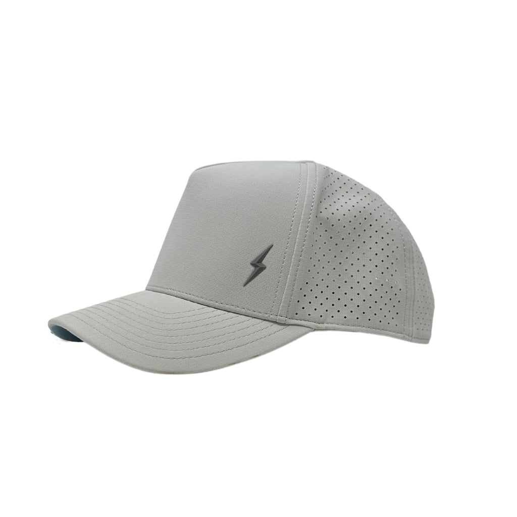 BRUCE BOLT Standard 5-Panel Snapback Hat - GREY w/ GREY BOLT- quickbuy