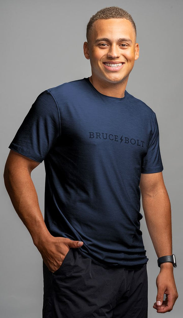 "BRUCE BOLT" SuperSoft T-Shirt | Navy- quickbuy