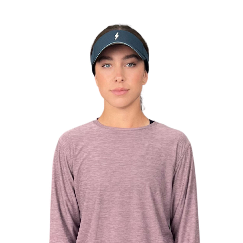 BRUCE BOLT Visor with Velcro Adjustment - NAVY w/ WHITE BOLT- thumb 5
